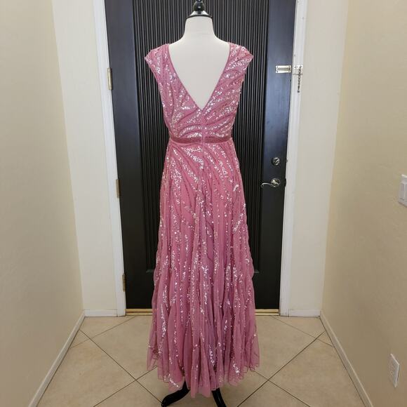 Mac Duggal 5445 Purple Pink Plum Embellished Cap Sleeve Evening Gown Dress 8 - Picture 11 of 12